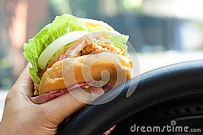 Eating Hamburger Stock Photo