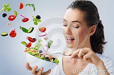 Eating healthy food Stock Photo