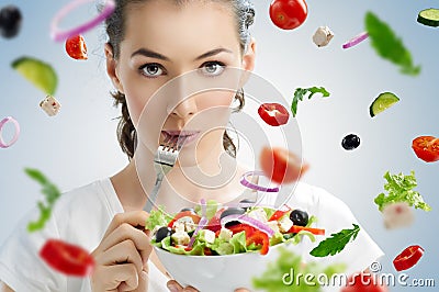 Eating healthy food Stock Photo