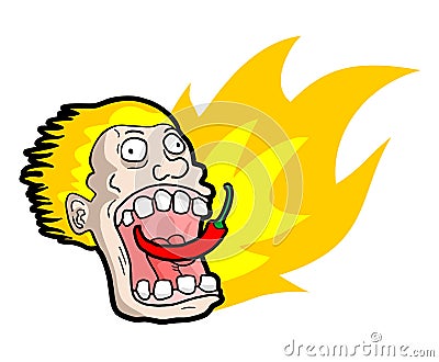 Eating hot spicy chilli Vector Illustration