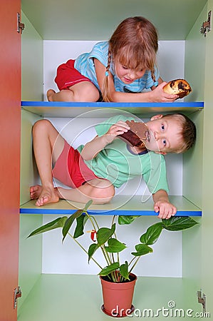 Eating kids Stock Photo