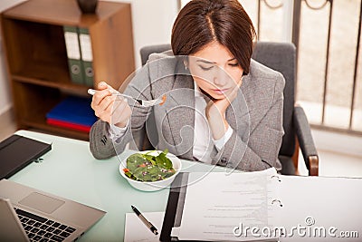 Eating lunch at the office Stock Photo