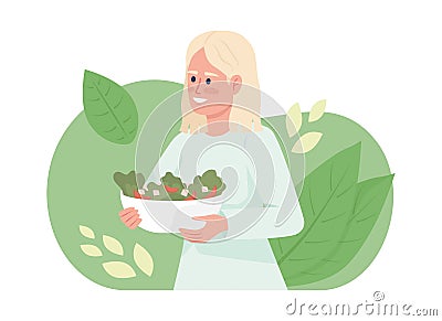 Eating nutritious breakfast 2D vector isolated illustration Vector Illustration