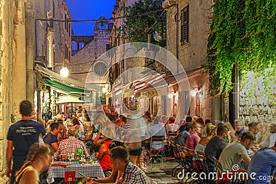 Eating out in Dubrovnik, Croatia Editorial Stock Photo