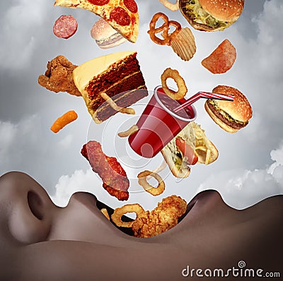 Eating An Unhealthy Diet Cartoon Illustration