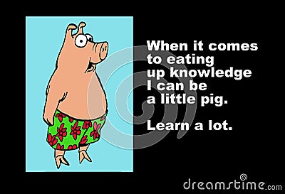 Eating Up Knowledge Cartoon Illustration