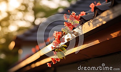 eaves of house in sunny day Stock Photo