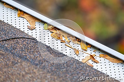 Eaves Trough with Leaf or Gutter Filter Stock Photo