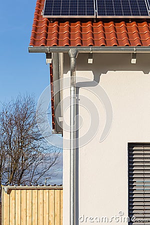 eavestrough of a rooftop Stock Photo