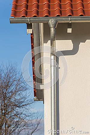 eavestrough of a rooftop Stock Photo