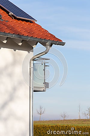 eavestrough of a rooftop Stock Photo