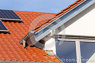 eavestrough of a rooftop Stock Photo