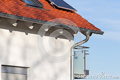 eavestrough of a rooftop Stock Photo