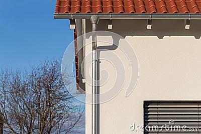 eavestrough of a rooftop Stock Photo