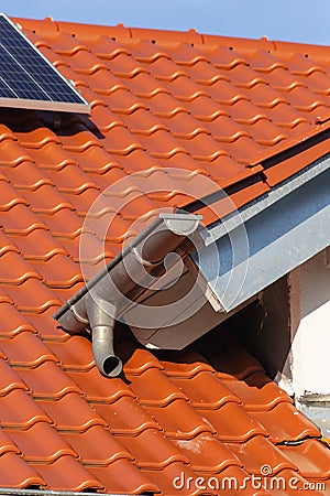 eavestrough of a rooftop Stock Photo