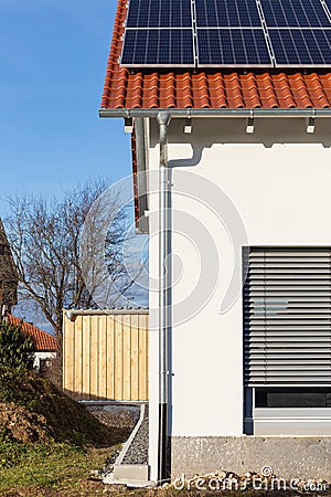 eavestrough of a rooftop Stock Photo