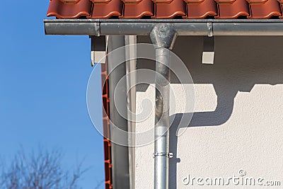 eavestrough of a rooftop Stock Photo