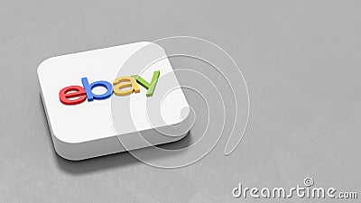 Ebay App Icon on Gray Background with Copy Space Editorial Stock Photo