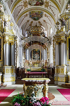 Ebersmunster Abbey Cathedral majestic interior Editorial Stock Photo