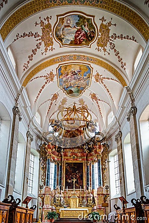 Ebersmunster Abbey Cathedral majestic interior Editorial Stock Photo