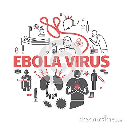 Ebola Virus Disease Infographics. Vector signs for web graphics. Vector Illustration