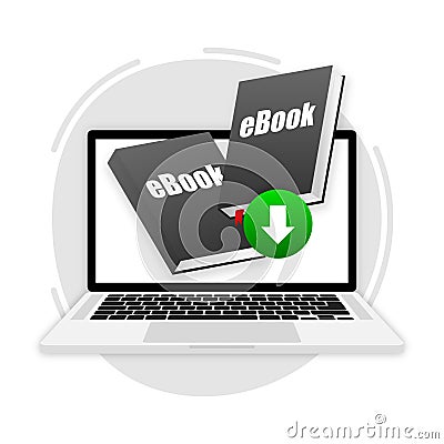 Ebook book download, support, help concept. Support, customer service, help, communication Vector Illustration