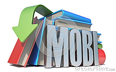 EBook MOBI download concept 3D Cartoon Illustration