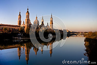 Ebro river and pilar's cathedral Stock Photo