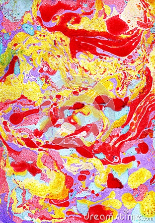Ebru colorful Turkish painting on the water. Gouache texture f Stock Photo