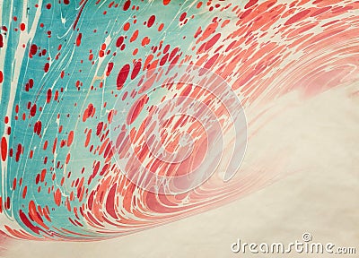 Ebru paper blur red natural paints Stock Photo