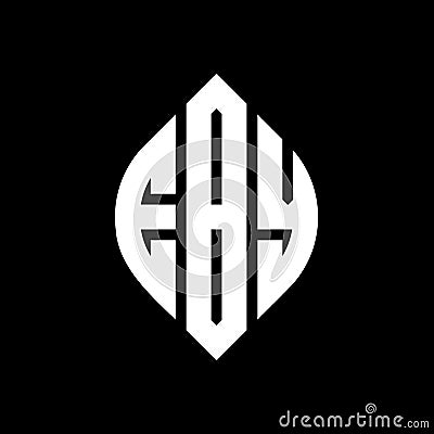 EBY circle letter logo design with circle and ellipse shape. EBY ellipse letters with typographic style. The three initials form a Vector Illustration