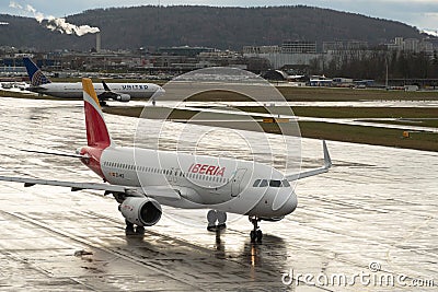 EC-MCS Iberia Airbus A320-214 jet in Zurich in Switzerland Editorial Stock Photo