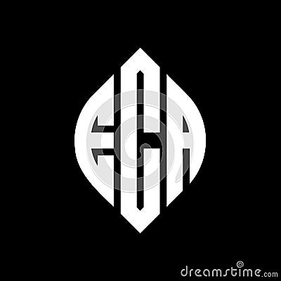 ECA circle letter logo design with circle and ellipse shape. ECA ellipse letters with typographic style. The three initials form a Vector Illustration