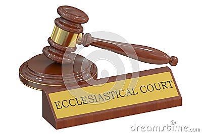 Ecclesiastical court concept with gavel. 3D rendering Stock Photo