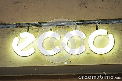 ecco logo sign shop store footwear shoes global brand Editorial Stock Photo