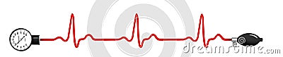 ECG graph with blood pressure gauge Stock Photo