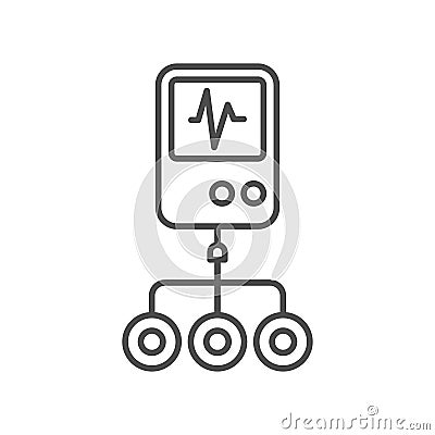 Ecg machine line icon. linear style sign for mobile concept and web design. Heart rate measure outline vector icon. Cardiology Vector Illustration