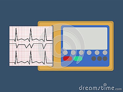 ECG. Medical object flat icon. Vector Illustration. Vector Illustration