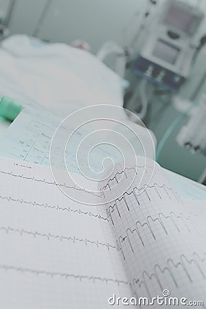 ECG in patient room, medical background Stock Photo