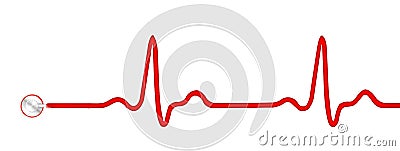 ECG pulse graph with stethoscope isolated Stock Photo