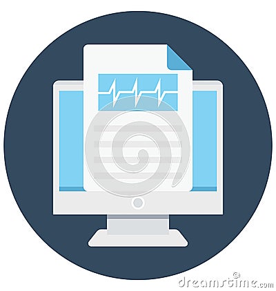 Ecg report, electrocardiogram, Isolated Vector icon that can be easily modified or edit Stock Photo