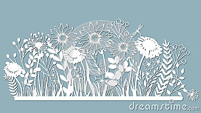 Echinacea, chamomile, schefler, noble hepatica, zephyrantes, stokesia. Vector illustration. Set of paper flower, stickers. Laser Vector Illustration