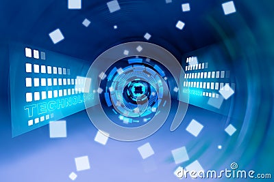 Echnology background cyberspece metaverse virtual reality solution big data meta AI tech simulation to world artificial Stock Photo