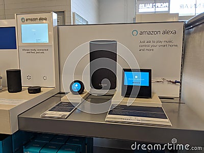 Echo Dot & 2nd Generation - Smart speaker with Alexa - Black on display Editorial Stock Photo
