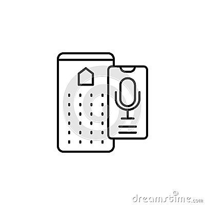 Echo dot, smartphone, microphone icon. Simple line, outline vector elements of voice assistant for ui and ux, website or mobile Stock Photo