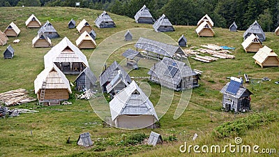 Echo village in a Natural Park in Montenegro. Editorial Stock Photo