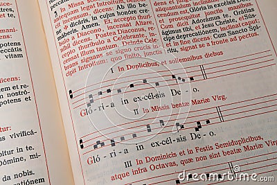 Liturgical Book Gregorian Chant in Latin - Gloria Editorial Stock Photo