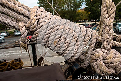 Rope wrapped around a group of ropes Stock Photo