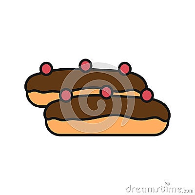 Eclair cake color icon Vector Illustration