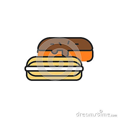 Eclair color line icon. Isolated vector element. Vector Illustration
